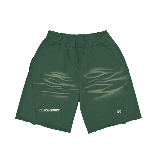 (Dark Green&Black&Coffee）Heavyweight  Vintage Washed  Tiger Stripes Short Pants - 360 GSM